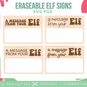 Droog wissen Elf Message Board-svg-bestand | Glowforge kerstlaserbestand |  Droog wissen kerst-SVG | Kerstelf | Magische herbruikbare elfenrekwisiet
