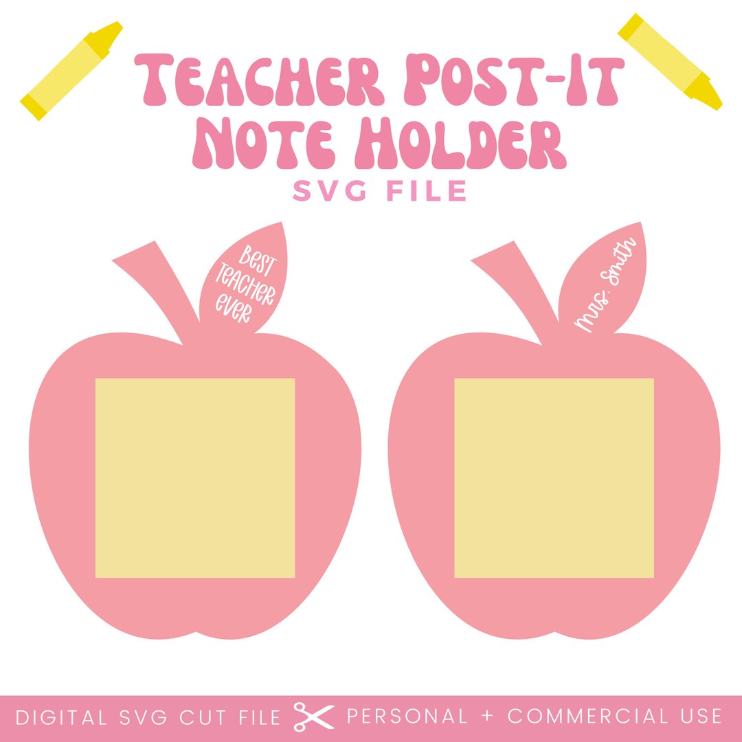 Teacher Gift Post-it Note Holder SVG | Sticky Note Holder for Teacher ...
