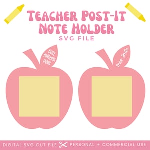 Nauczycielski prezent Post-It Note Holder SVG | Uchwyt na notatki samoprzylepne dla nauczyciela SVG | Nauczycielski uchwyt Post-it Sticky File Laser | Nauczycielski prezent SVG File