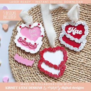 Valentinstag Vintage Kuchen Herz Liebe Geschenkanhänger SVG | Herz-Tag-Svg | Valentinstag Kinderkorb Anhänger | Valentinstag Laser geschnitten SVG-Datei