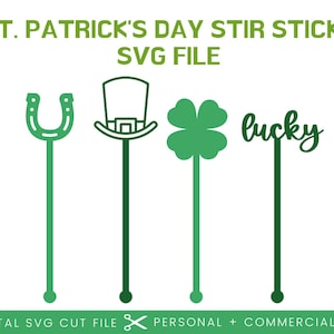 Palitos para bebidas do Dia de São Patrício SVG | Palitos para bebidas Glowforge SVG | Arquivo SVG do Dia de São Patrício | Arquivo cortado a laser | SVG | PNG | Trevo