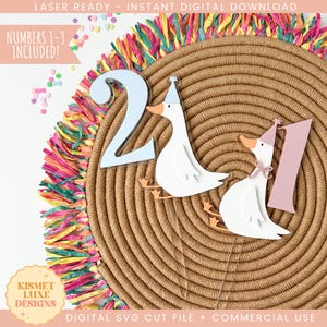One Silly Goose Primeiro Topo de Bolo de Aniversário | Topo de Bolo de Pato | Topo de Bolo de Acrílico de Ganso | Topo de Bolo de Feliz Aniversário SVG | Two Silly Goose