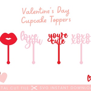 Valentine Cupcake Topper SVG: Laser Cut File (Digital Download)