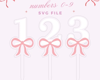 Coquette Bow Number Cake Topper SVG File (Digital Download)