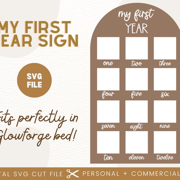 My First Year Sign SVG | Baby Milestone Sign SVG | 12 Months of Sign | Birthday Decor | Baby First Year File |  Baby Milestones Laser File