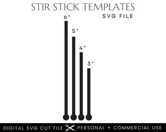 Stir Stick Base Template Digital SVG File | Drink Stirrer File | Swizzle Stick File | Glowforge Cut File | Glowforge SVG File Digital SVG