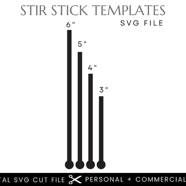 Stir Stick Base Template Digital SVG File | Drink Stirrer File | Swizzle Stick File | Glowforge Cut File | Glowforge SVG File Digital SVG