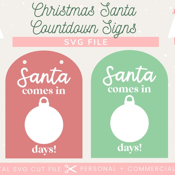 Christmas Countdown Santa Comes Sign SVG File | Glowforge Christmas Laser File |  Dry Erase Christmas SVG File | Christmas Sign