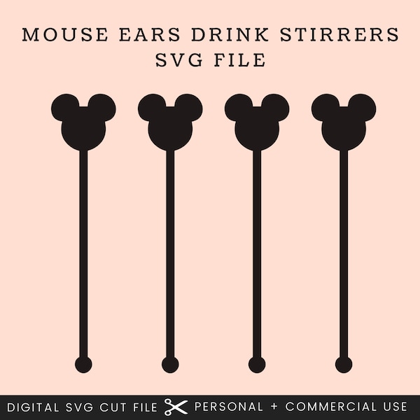 Mouse Ears Stir Sticks SVG | Glowforge Drink Stir Stick Svg | Mouse Drink Stirrers Svg File | Laser Cut File | PNG | Birthday Stir Sticks