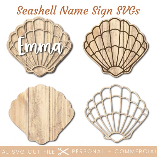 Seashell Baby Name Sign SVG | Baby Stat Name Sign SVG PNG Glowforge | Baby Cricut Silhouette Cut File | Digital File Baby Milestones