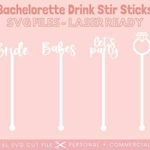 Palitos para bebidas para despedida de solteira SVG | Palitos para bebidas para chá de panela SVG | Festa das melhores amigas da noiva SVG | Arquivo de corte a laser da noiva | Sra. SVG