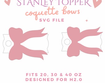 Coquette Bow Stanley Topper SVG | Laser Ready Stanley Name Tag | Stanley Name Plate SVG | Digital Download | H2.0 Topper | Glowforge File
