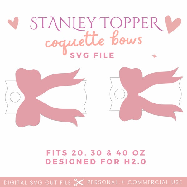 Coquette Bow Stanley Topper SVG | Laser Ready Stanley Name Tag | Stanley Name Plate SVG | Digital Download | H2.0 Topper | Glowforge File