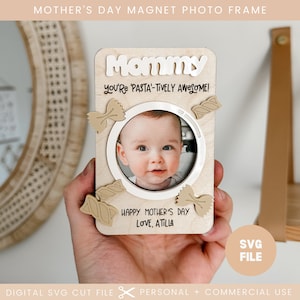 Aimant pour réfrigérateur pour la fête des mères Aimant photo cadre SVG | Svg aimant pour réfrigérateur | Cadre photo | Merci maman | Lime de découpe laser Glowforge, cadeau pour maman