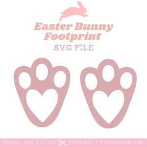 Empreinte de lapin de Pâques SVG | Fichier SVG pochoir empreinte de lapin | Étiquette de Pâques Glowforge Svg | Fichier Svg en forme d'oeuf de Pâques | Fichier de Pâques découpé au laser