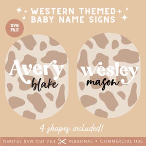 Western Cowboy Cowgirl Baby Namen Zeichen SVG | Glowforge Clipart | Jungen-Namenszeichen-Svg-Datei | Laser-Schnitt-Datei | PNG | Kaktus-Baby-Zeichen SVG-Datei Cricut