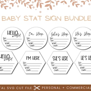 Letrero de Hola Mundo para Bebé SVG / Letrero con Nombre de Bebé SVG PNG Glowforge / Archivo de Corte de Silueta para Cricut de Bebé / Archivo Digital Hitos del Bebé
