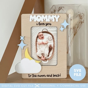 Aimant pour réfrigérateur pour la fête des mères Aimant photo cadre SVG | Svg aimant pour réfrigérateur | Cadre photo | Merci maman | Lime de découpe laser Glowforge, cadeau pour maman