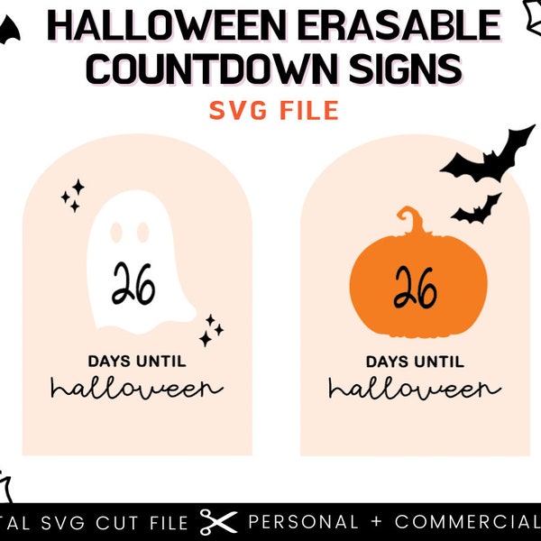 Halloween Erasable Countdown Sign Bundle SVG Files | Halloween SVG Files | Glowforge Halloween Cut File | Halloween Cut File | Kids Sign