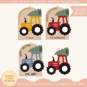 Traktor Farm Ranch Ornament Bundle SVG-Datei | Weihnachten Foto Ornament Schmuck | Junge Ornament | Babys erste Weihnachten SVG Glowforge Laser-Datei