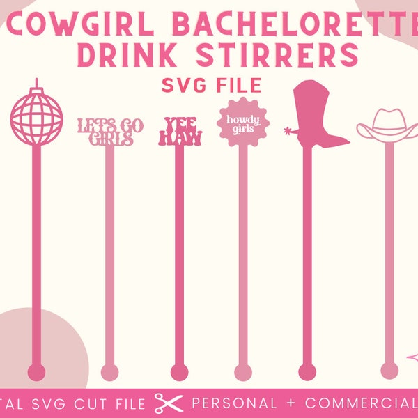 Cowgirl Bachelorette Stir Sticks SVG | Last Rodeo Bachelorette Svg | Disco Cowgirl | Drink Stirrers Svg Cut File | Disco Bachelorette Svg