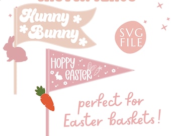 Easter Bunny Pennant Banner Sign SVG File | Easter Sign SVG | Glowforge Easter Bunny Sign Svg | Easter File | Easter Laser File Svg