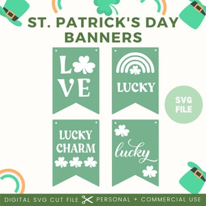 Banners de sinal da sorte do Dia de São Patrício SVG | Placa de fazenda a laser | Arquivo SVG do Dia de São Patrício | Arquivo cortado a laser | SVG | PNG | Arco-íris de trevo