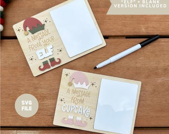 Dry Erase Elf Message Board SVG: Christmas Laser Cut File (Digital Download)