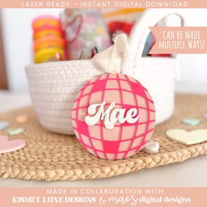Valentinstag Disco Ball Herz Liebe Geschenkanhänger SVG | Herz-Tag-Svg | Valentinstag Kinderkorb Anhänger | Valentinstag Laser geschnitten SVG-Datei