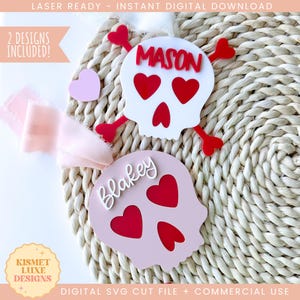 Valentinstag Schädel-Herz-Liebe Geschenkanhänger SVG | Herz-Tag-Svg | Valentinstag Kinderkorb Anhänger | Valentinstag Laser geschnitten SVG-Datei
