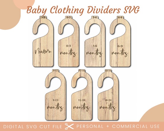 Nursery Baby Clothing Hangers SVG Nursery Organization Baby Closet Dividers  Digital File Baby Laser Cut File Nursery Closet Dividers 