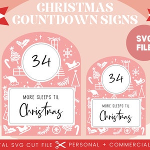 Christmas Doodle Countdown Santa Comes teken SVG-bestand | Glowforge kerstlaserbestand |  Kerst-svg-bestand droog wissen | Kerstbord