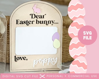 Cher lapin de Pâques signe effaçable Fichier SVG | Signe de Pâques SVG | Glowforge Easter Bunny Sign Svg | Fichier SVG de Pâques | Fichier de découpe laser d’oeuf de Pâques