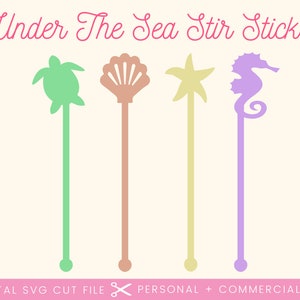 Under The Sea Stir Sticks SVG | Ocean Birthday Party Decor | Swizzle Stick SVG | Sea Ocean | Pool Party Decor | Glowforge Stir Stick SVG