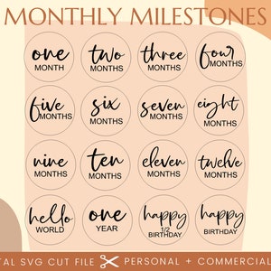 Baby Milestone Rounds SVG | Baby Monthly Milestone Rounds SVG PNG Glowforge | Baby Cricut Silhouette Cut File | Digital File Baby Milestones