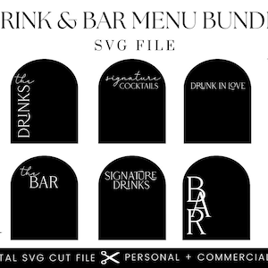Wedding Bar Menu SVG File: His & Her Drink Menu (Digital Download)