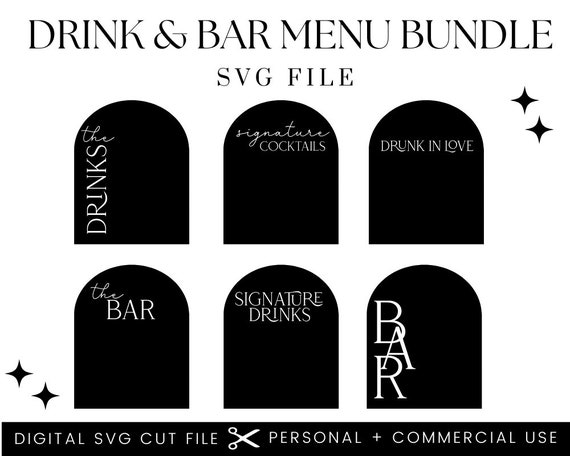 Wedding Bar Menu SVG File: His & Her Drink Menu (Digital Download)