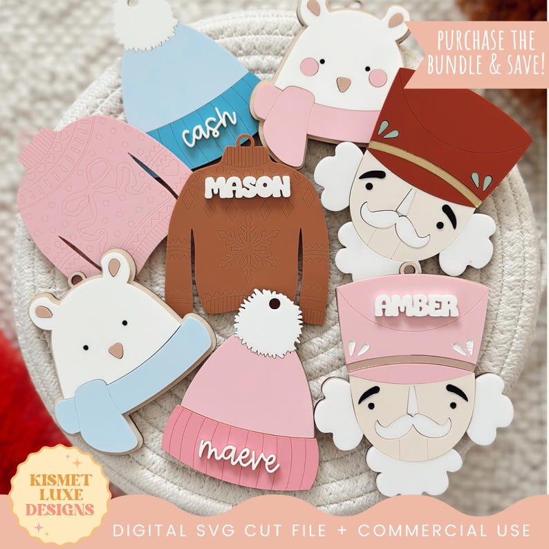 Christmas Kids Winter Snow Hat Ornament SVG File Baby's First Christmas