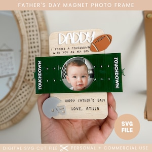 Aimant pour réfrigérateur pour la fête des pères Aimant photo cadre SVG | Svg aimant pour réfrigérateur | Cadre photo | Merci papa | Lime de découpe laser Glowforge, cadeau pour papa