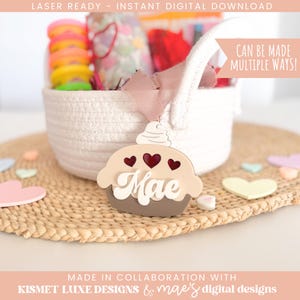 Etiqueta de presente de amor em forma de coração de torta de dia dos namorados SVG | Etiqueta de coração Svg | Etiqueta de cesta infantil de dia dos namorados | Arquivo SVG cortado a laser de dia dos namorados