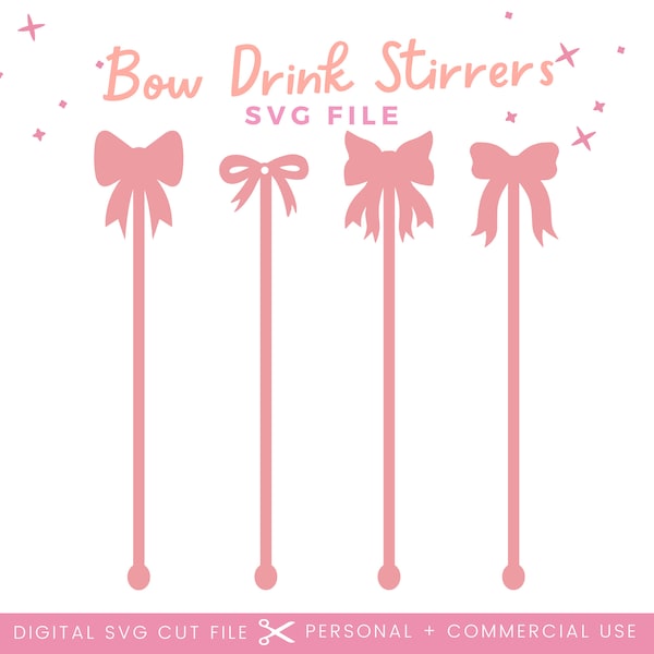 Coquette Style Bow Drink Stirrers SVG | Bow Drink Stir Sticks SVG | Boww Swizzle Sticks SVG | Glowforge Drink Stick Svg | Party Decor Svg