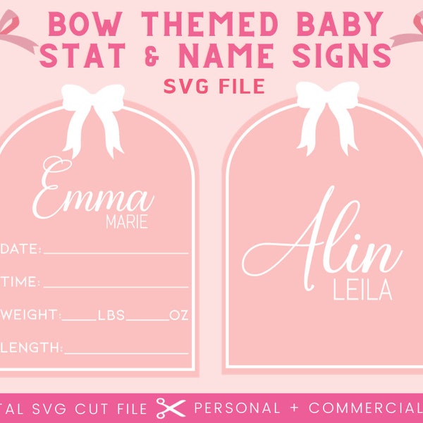 Coquette Bow Ribbon Baby Name Sign SVG | Glowforge Baby Svg | Bow Name Sign Svg File | Laser Cut File | PNG | Baby Girl Sign SVG File Cricut