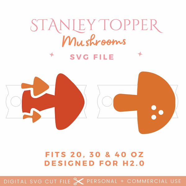 Mushroom Stanley Topper SVG | Laser Ready Stanley Name Tag | Mushrooms Stanley Name Plate SVG | Digital Download | H2.0 Topper Glowforge