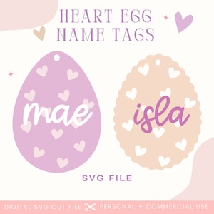 Osterei-Namensschild SVG-Datei | Ostern Rattan Herz Anhänger | Glowforge Herz-Tag-Svg | Osterei-Form-Svg-Datei | Ostern Laser Cut Datei
