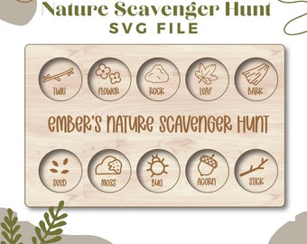 Natur Schnitzeljagd SVG: Montessori Lernen, Glowforge Laser Cut Datei