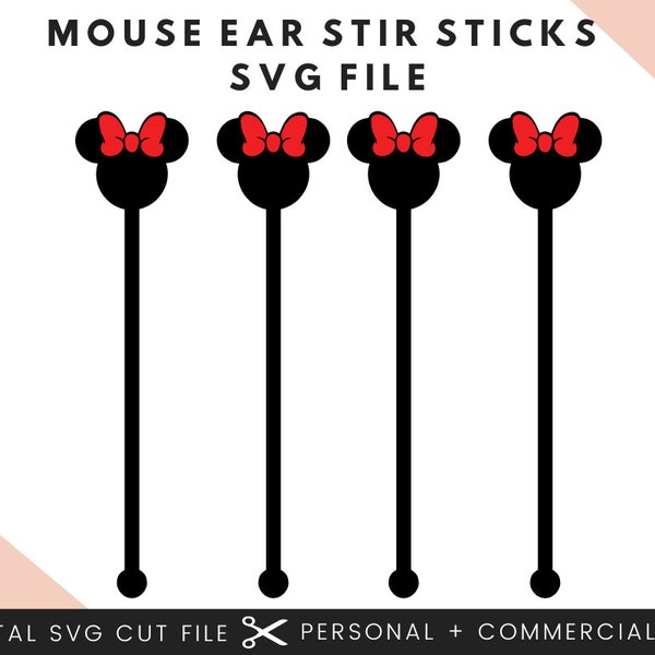 Mouse Ears Stir Sticks SVG | Glowforge Drink Stir Stick Svg | Mouse Drink Stirrers Svg File | Laser Cut File | PNG | Birthday Stir Sticks