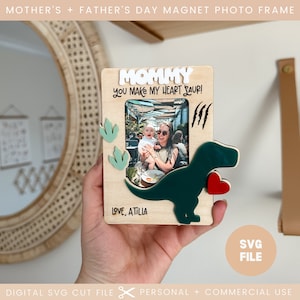 Fête des mères, fête des pères, aimant pour réfrigérateur, cadre photo SVG | Svg aimant pour réfrigérateur | Cadre photo | Merci maman | Cadeau pour maman Glowforge