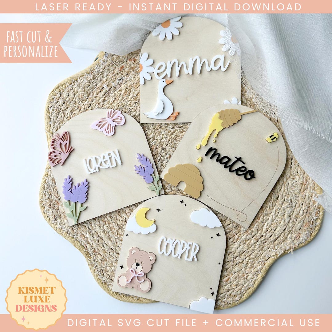 Baby Name Sign SVG Bundle: Nursery Decor Laser Cut Files (digital ...