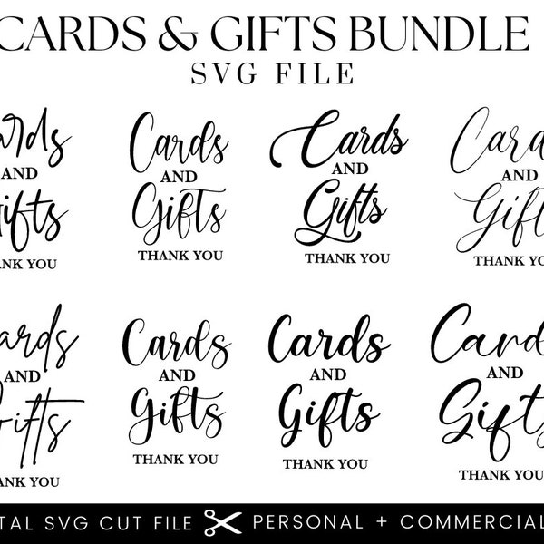 Cards and Gifts SVG Bundle | Wedding Sign Svg | Wedding SVG | Wedding Signs Svg | Wedding Thank You Svg | Cards and Gifts Cut File | Mr Mrs