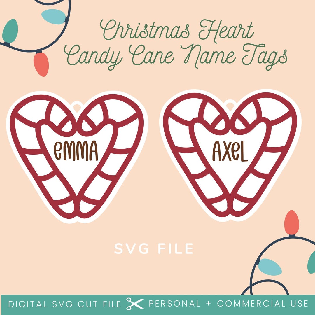 Candy Cane Heart Ornament SVG: Christmas Laser Cut File - Etsy